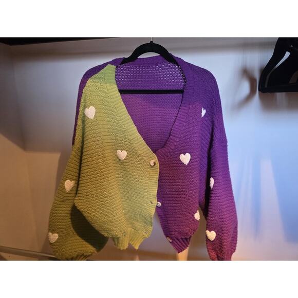 SHEIN Sweaters - Womens Knitted Sweater Oversized Drop Shoulder Sleeve with Heart Pattern - 3XL